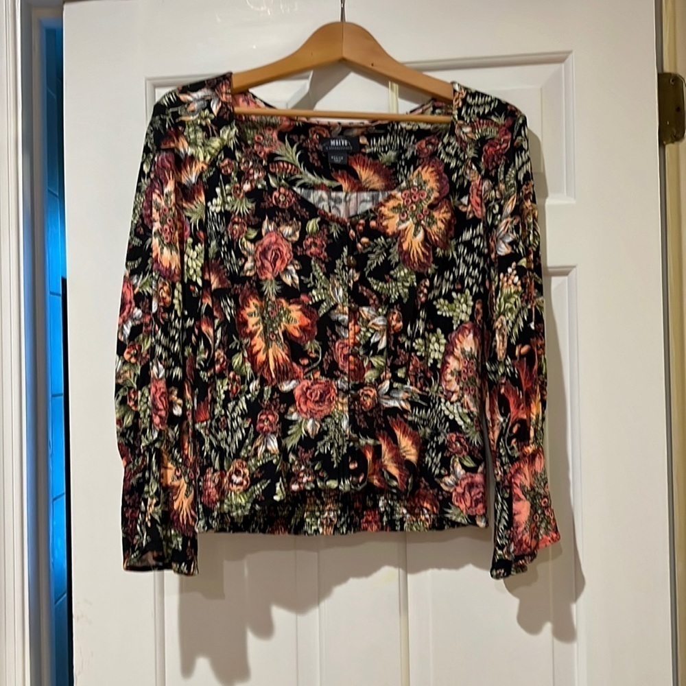 Maeve Anthropologie fitted waist floral top